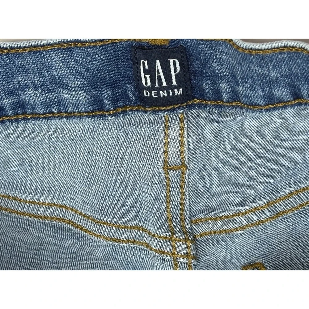 GAP Embroidered Cut Off Jean Denim Shorts 24 R Blue Pride Casual Raw Edge